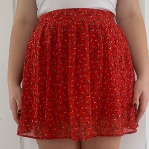 Red Floral Skirt